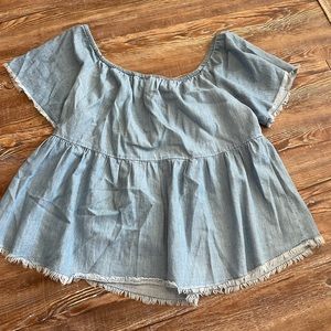 Zara Denim Babydoll Top